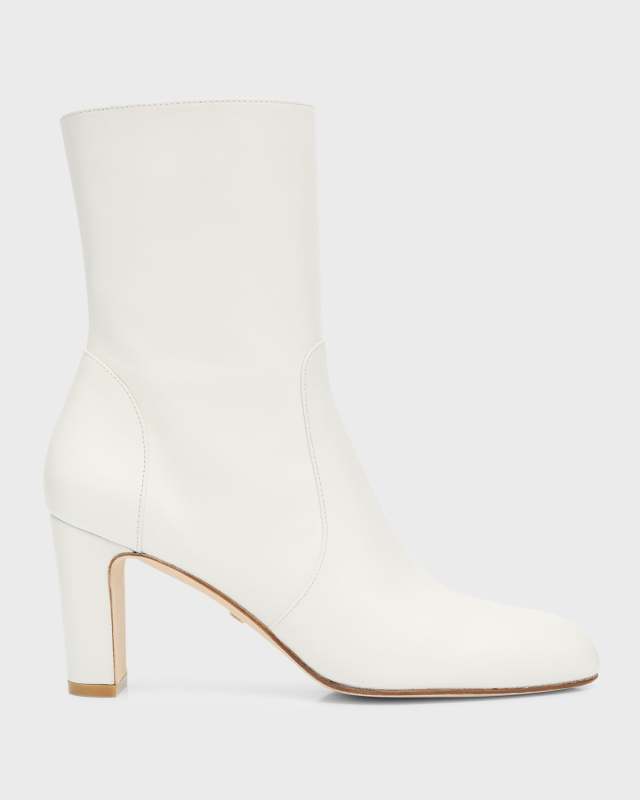 Vida Leather Block-Heel Booties